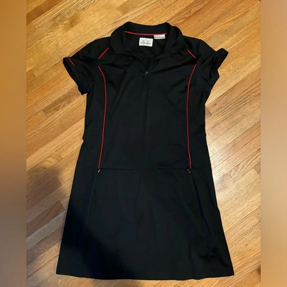 Ep Pro Dresses | Ep Pro Size M Tour Tech Short Sleeve Golf/Tennis Dress 1/4 Zip Black/Red | Color: Black/Red | Size: M | Jessicalong0919's Closet